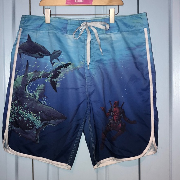 men's deadpool swim trunks
